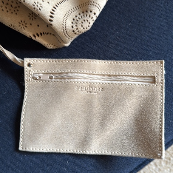 Made in Italy Sundance  laser-cut suede bucket tote w/attached zippered wallet - Picture 8 of 10